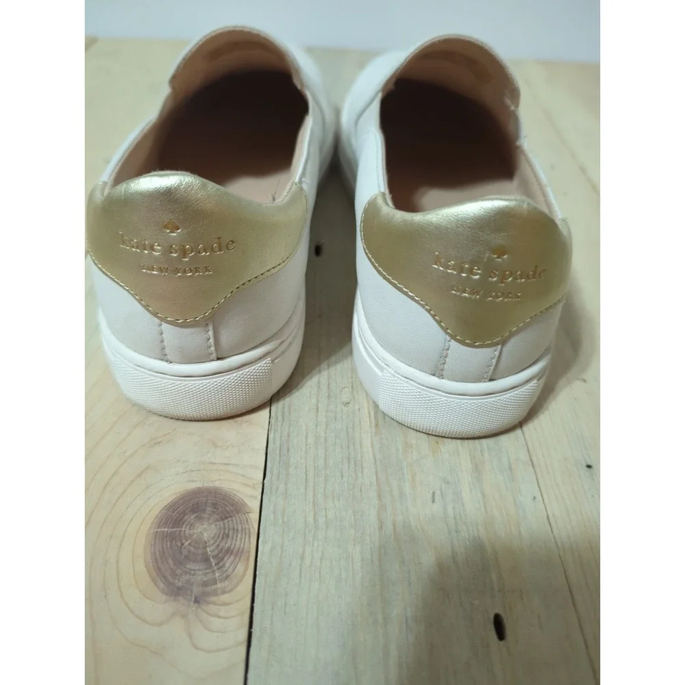 Kate Spade Azores Perforated White Leather Slip On Sneakers 7.5 Spade Design